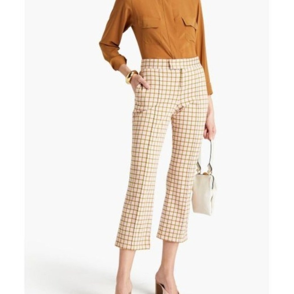 NWT Marni Houndstooth Check Cropped Flare Pants Pink Ochre IT40 US4